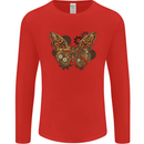 Steampunk Butterfly Butterflies Mens Long Sleeve T-Shirt Red
