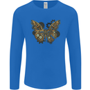 Steampunk Butterfly Butterflies Mens Long Sleeve T-Shirt Royal Blue