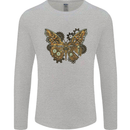 Steampunk Butterfly Butterflies Mens Long Sleeve T-Shirt Sports Grey