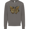 Steampunk Butterfly Butterflies Mens Sweatshirt Jumper Charcoal