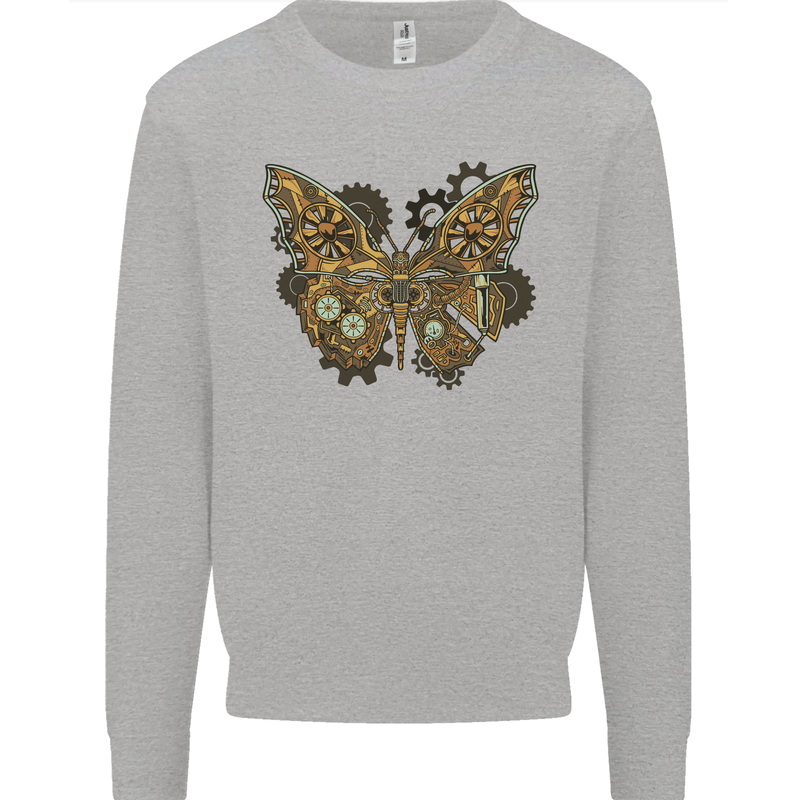 Steampunk Butterfly Butterflies Mens Sweatshirt Jumper Sports Grey