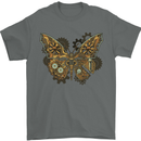 Steampunk Butterfly Butterflies Mens T-Shirt 100% Cotton Charcoal