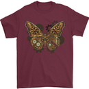 Steampunk Butterfly Butterflies Mens T-Shirt 100% Cotton Maroon
