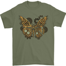 Steampunk Butterfly Butterflies Mens T-Shirt 100% Cotton Military Green
