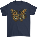Steampunk Butterfly Butterflies Mens T-Shirt 100% Cotton Navy Blue