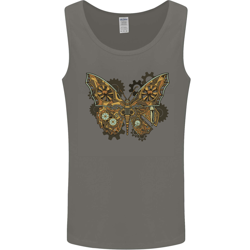 Steampunk Butterfly Butterflies Mens Vest Tank Top Charcoal