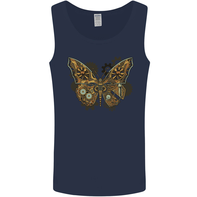 Steampunk Butterfly Butterflies Mens Vest Tank Top Navy Blue