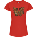 Steampunk Butterfly Butterflies Womens Petite Cut T-Shirt Red