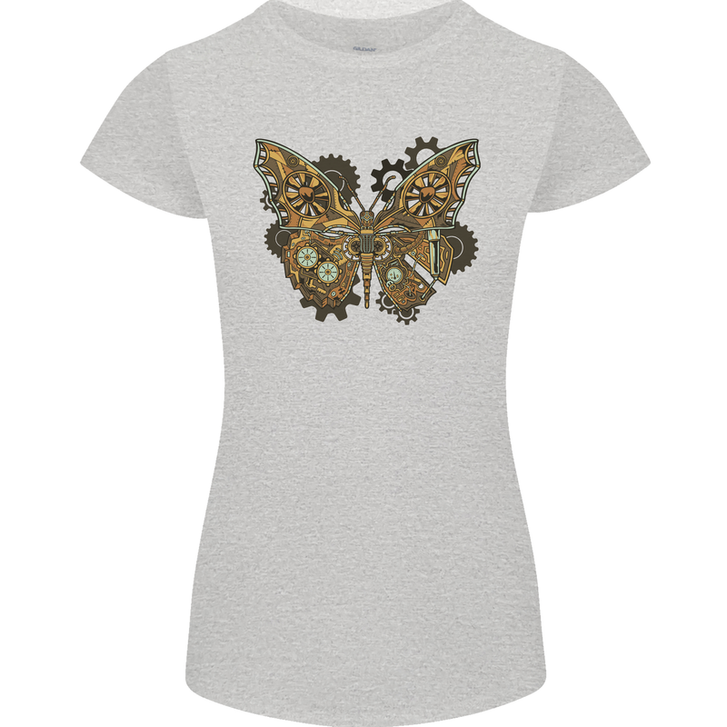 Steampunk Butterfly Butterflies Womens Petite Cut T-Shirt Sports Grey