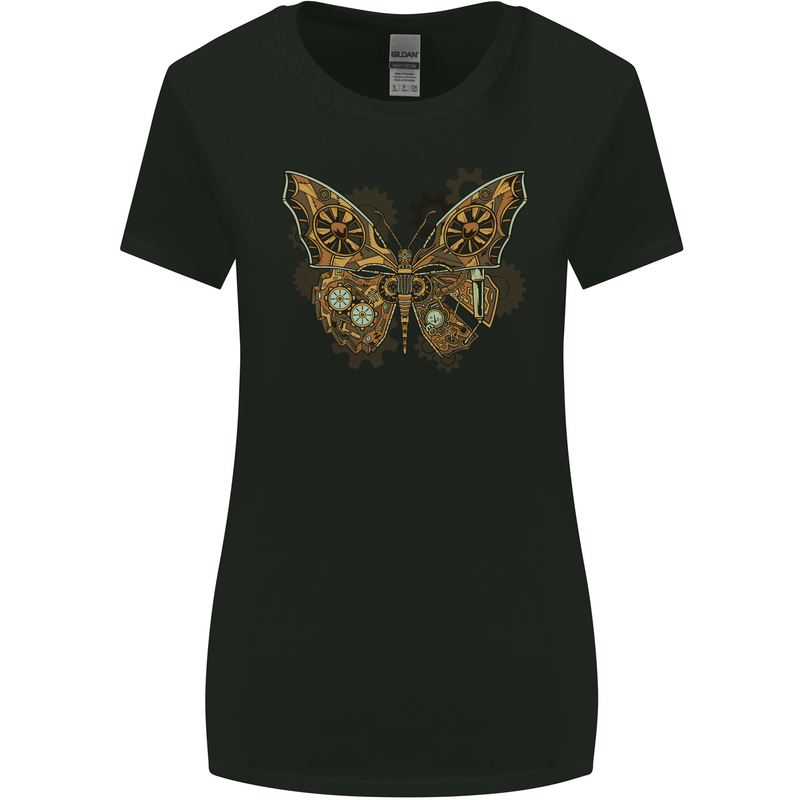 Steampunk Butterfly Butterflies Womens Wider Cut T-Shirt Black