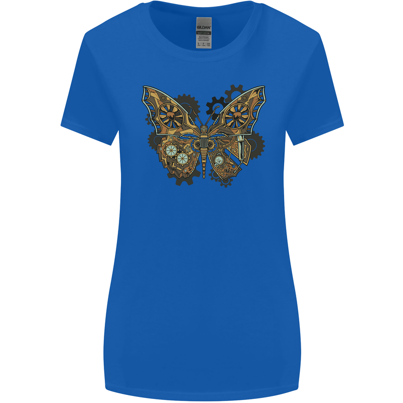 Steampunk Butterfly Butterflies Womens Wider Cut T-Shirt Royal Blue