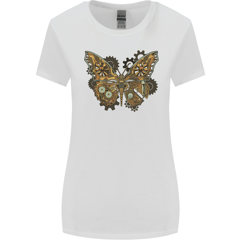 Steampunk Butterfly Butterflies Womens Wider Cut T-Shirt White
