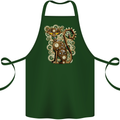 Steampunk Cat Cotton Apron 100% Organic Forest Green