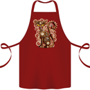 Steampunk Cat Cotton Apron 100% Organic Maroon