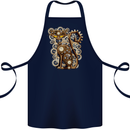 Steampunk Cat Cotton Apron 100% Organic Navy Blue