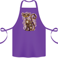 Steampunk Cat Cotton Apron 100% Organic Purple