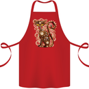 Steampunk Cat Cotton Apron 100% Organic Red