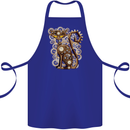 Steampunk Cat Cotton Apron 100% Organic Royal Blue