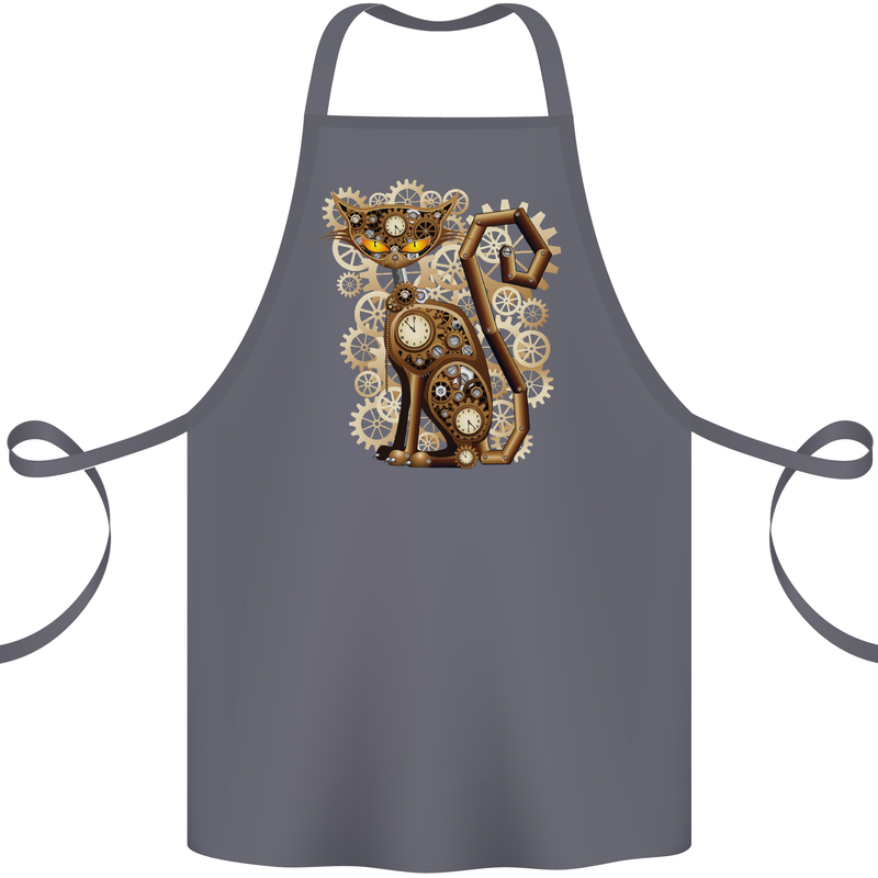 Steampunk Cat Cotton Apron 100% Organic Steel