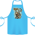 Steampunk Cat Cotton Apron 100% Organic Turquoise