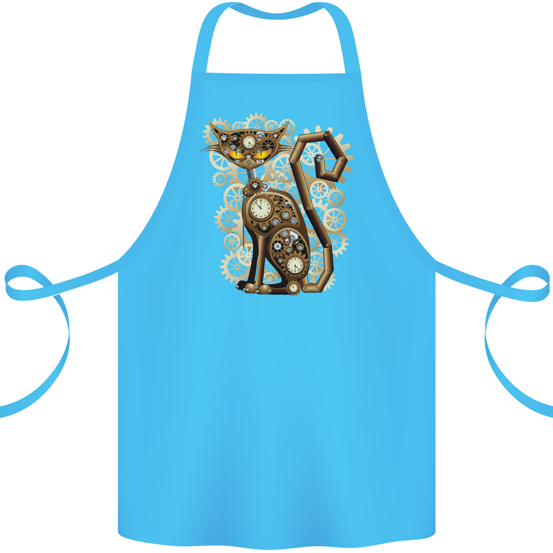 Steampunk Cat Cotton Apron 100% Organic Turquoise