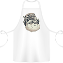 Steampunk Cat Cotton Apron 100% Organic White