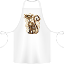 Steampunk Cat Cotton Apron 100% Organic White