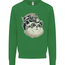 Steampunk Cat Kids Sweatshirt Jumper Irish Green