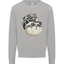 Steampunk Cat Kids Sweatshirt Jumper Sports Grey