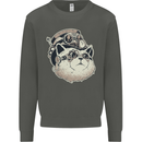 Steampunk Cat Kids Sweatshirt Jumper Storm Grey