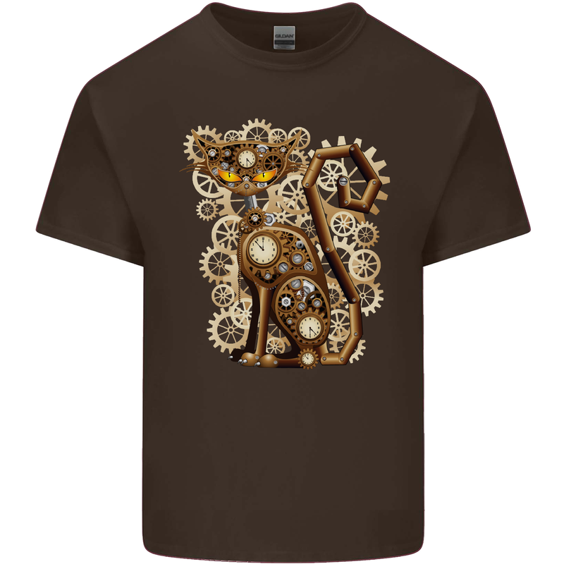 Steampunk Cat Kids T-Shirt Childrens Chocolate
