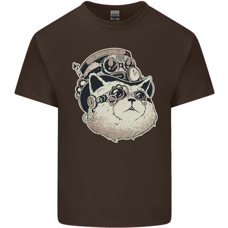 Steampunk Cat Kids T-Shirt Childrens Chocolate