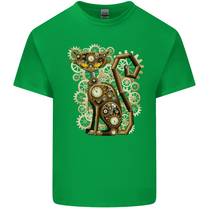 Steampunk Cat Kids T-Shirt Childrens Irish Green