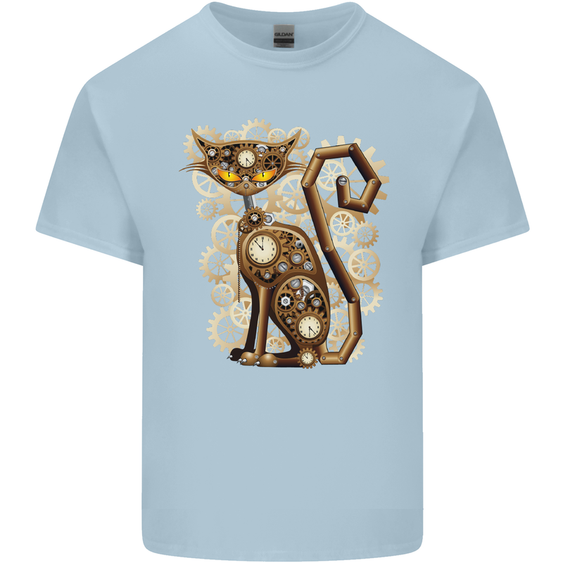 Steampunk Cat Kids T-Shirt Childrens Light Blue