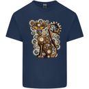 Steampunk Cat Kids T-Shirt Childrens Navy Blue