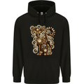Steampunk Cat Mens 80% Cotton Hoodie Black