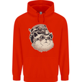 Steampunk Cat Mens 80% Cotton Hoodie Bright Red
