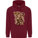 Steampunk Cat Mens 80% Cotton Hoodie Maroon