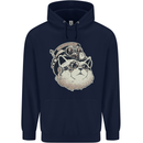 Steampunk Cat Mens 80% Cotton Hoodie Navy Blue
