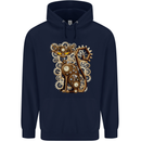 Steampunk Cat Mens 80% Cotton Hoodie Navy Blue