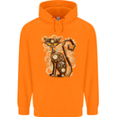 Steampunk Cat Mens 80% Cotton Hoodie Orange