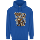 Steampunk Cat Mens 80% Cotton Hoodie Royal Blue