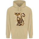 Steampunk Cat Mens 80% Cotton Hoodie Sand