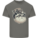 Steampunk Cat Mens Cotton T-Shirt Tee Top Charcoal