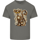 Steampunk Cat Mens Cotton T-Shirt Tee Top Charcoal