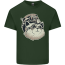 Steampunk Cat Mens Cotton T-Shirt Tee Top Forest Green