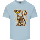 Steampunk Cat Mens Cotton T-Shirt Tee Top Light Blue