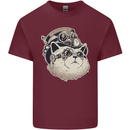 Steampunk Cat Mens Cotton T-Shirt Tee Top Maroon