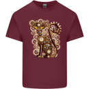 Steampunk Cat Mens Cotton T-Shirt Tee Top Maroon
