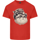 Steampunk Cat Mens Cotton T-Shirt Tee Top Red